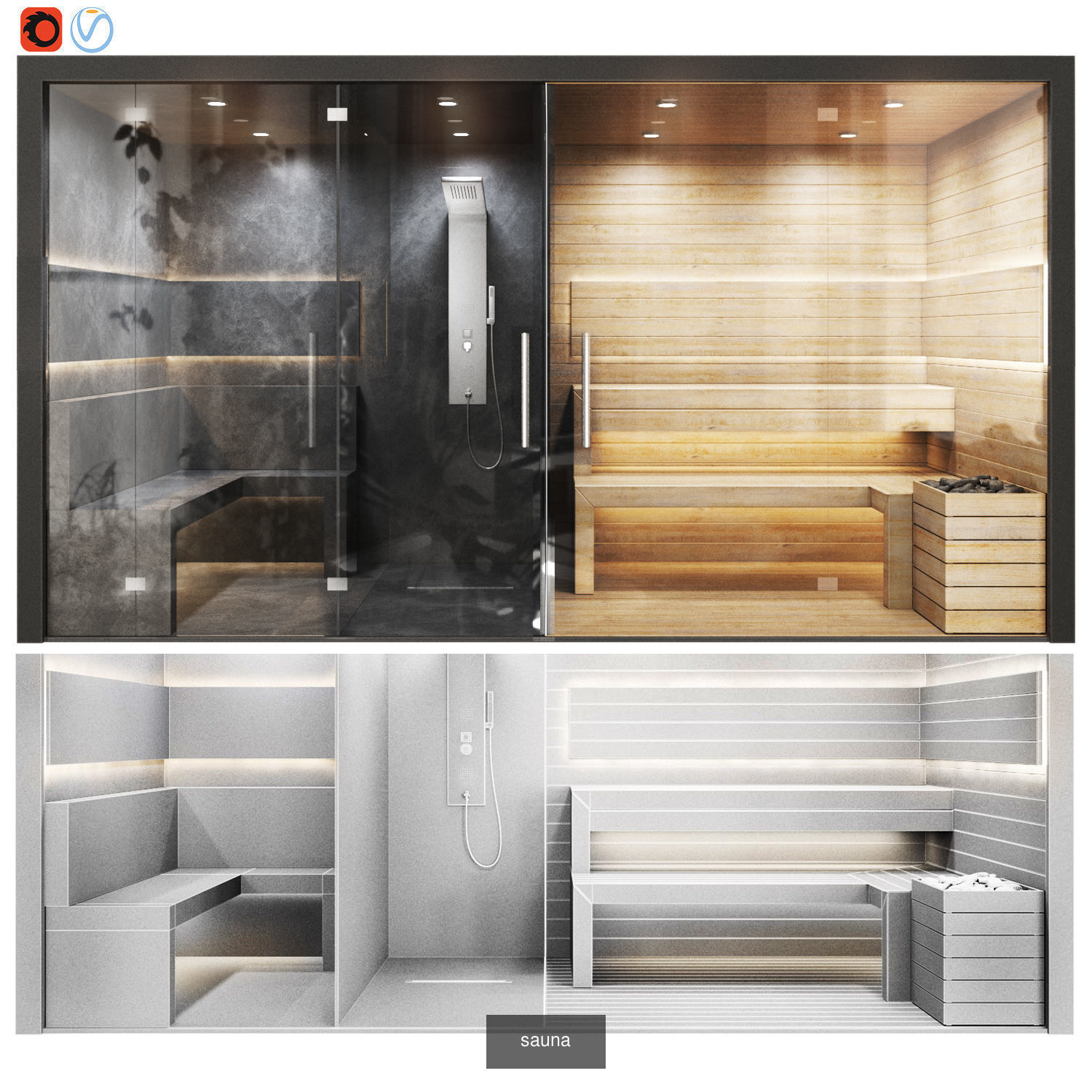 sauna - bathroom- Spa Set 01 3D Model Collection_1
