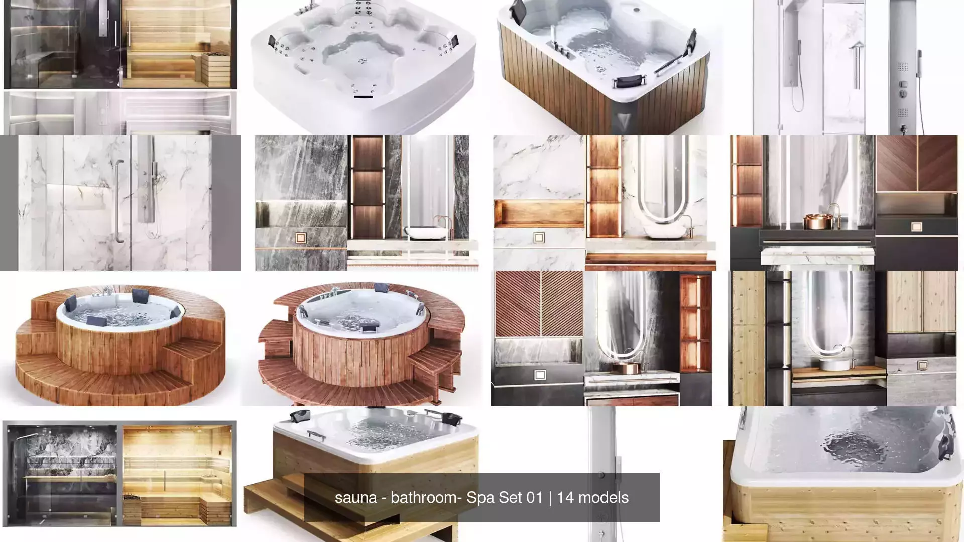 sauna - bathroom- Spa Set 01 3D Model Collection_0