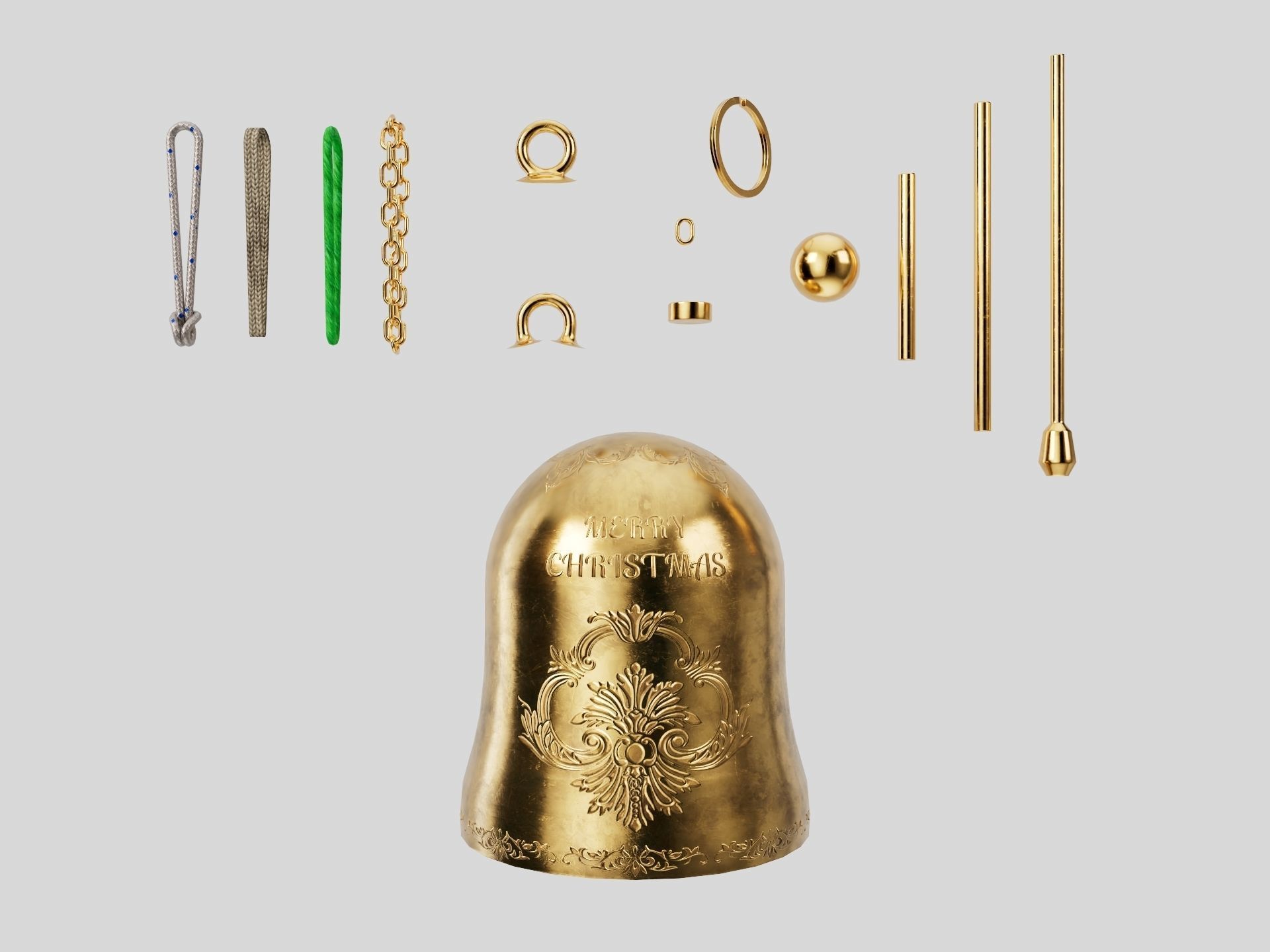 Christmas bell builder v2 with 14 mesh 4 skin and 3 colors Low-poly 3D model_2