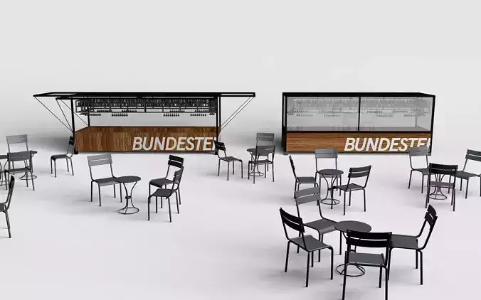 Metall wood bar and chairs