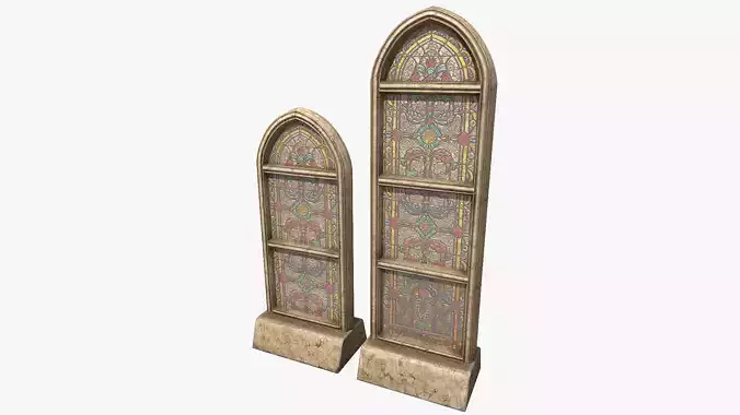 Stained Glass Church Window  Low-poly 3D model