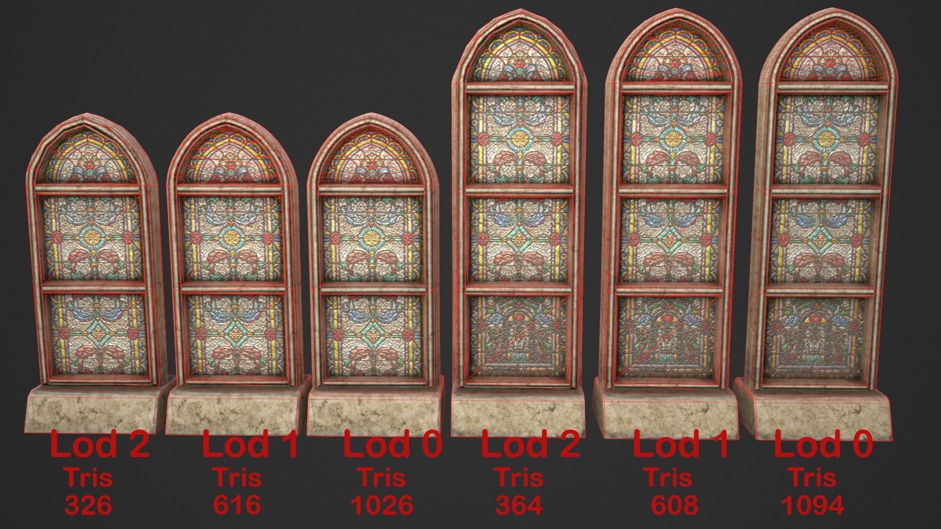 Stained Glass Church Window Low-poly 3D model_17