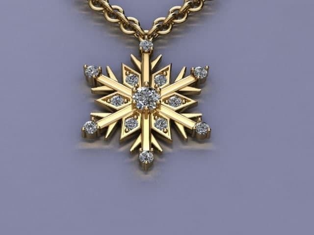 snow pendant jewelry 3D print model_2