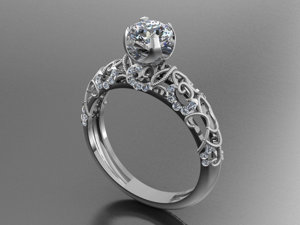 solitaire ring 3D print model_4