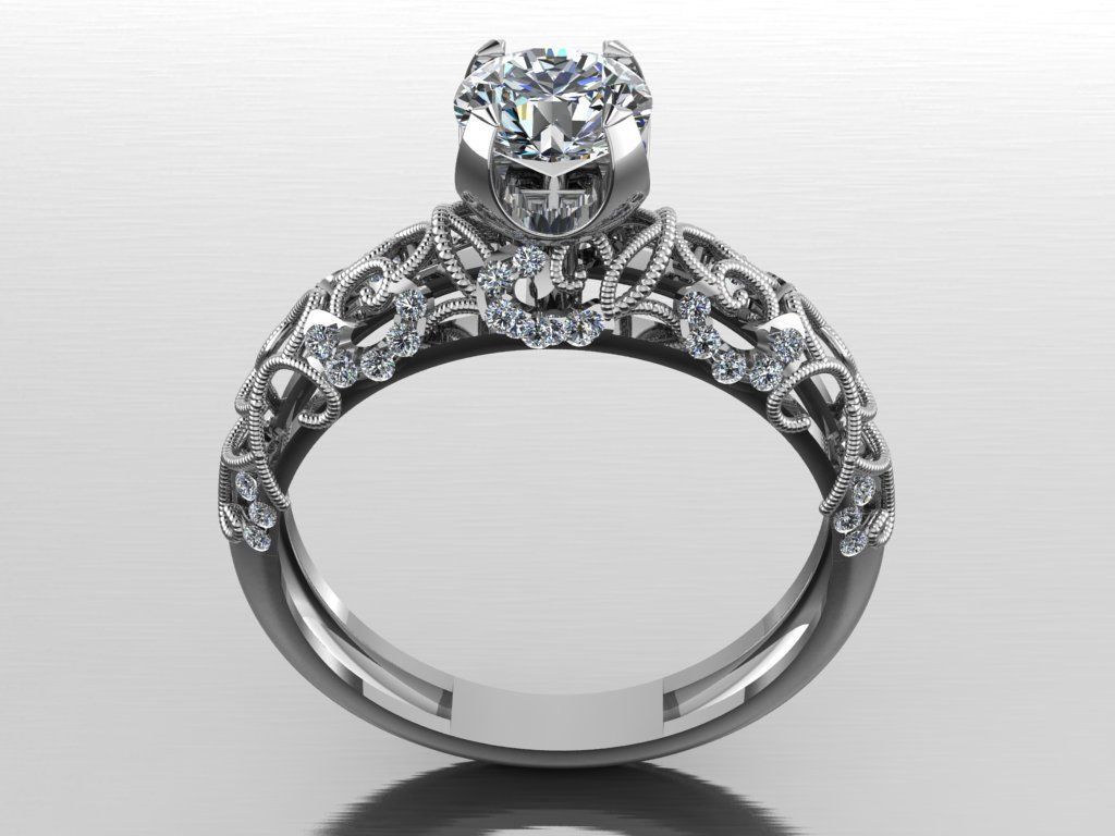 solitaire ring 3D print model_5