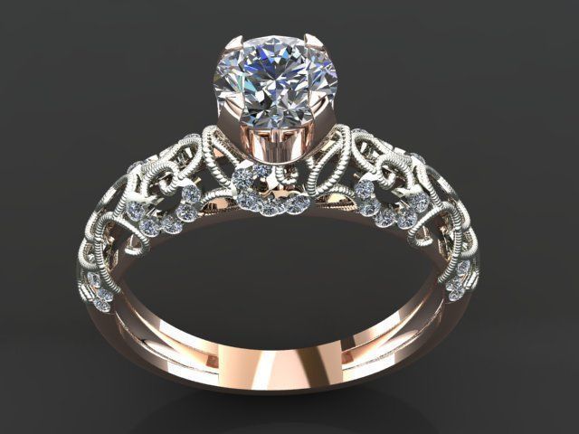 solitaire ring 3D print model_16