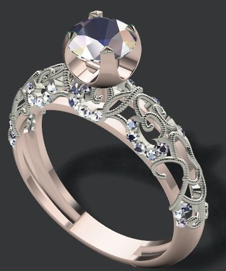 solitaire ring 3D print model_35
