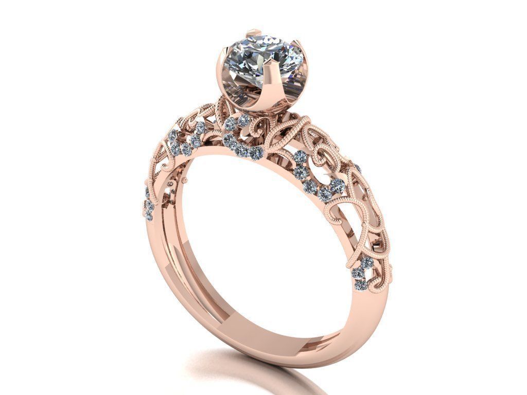 solitaire ring 3D print model_3