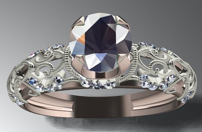 solitaire ring 3D print model_33