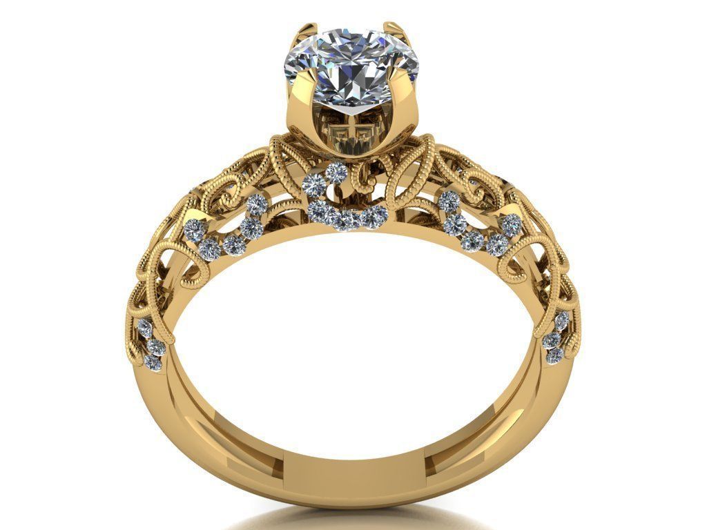 solitaire ring 3D print model_1