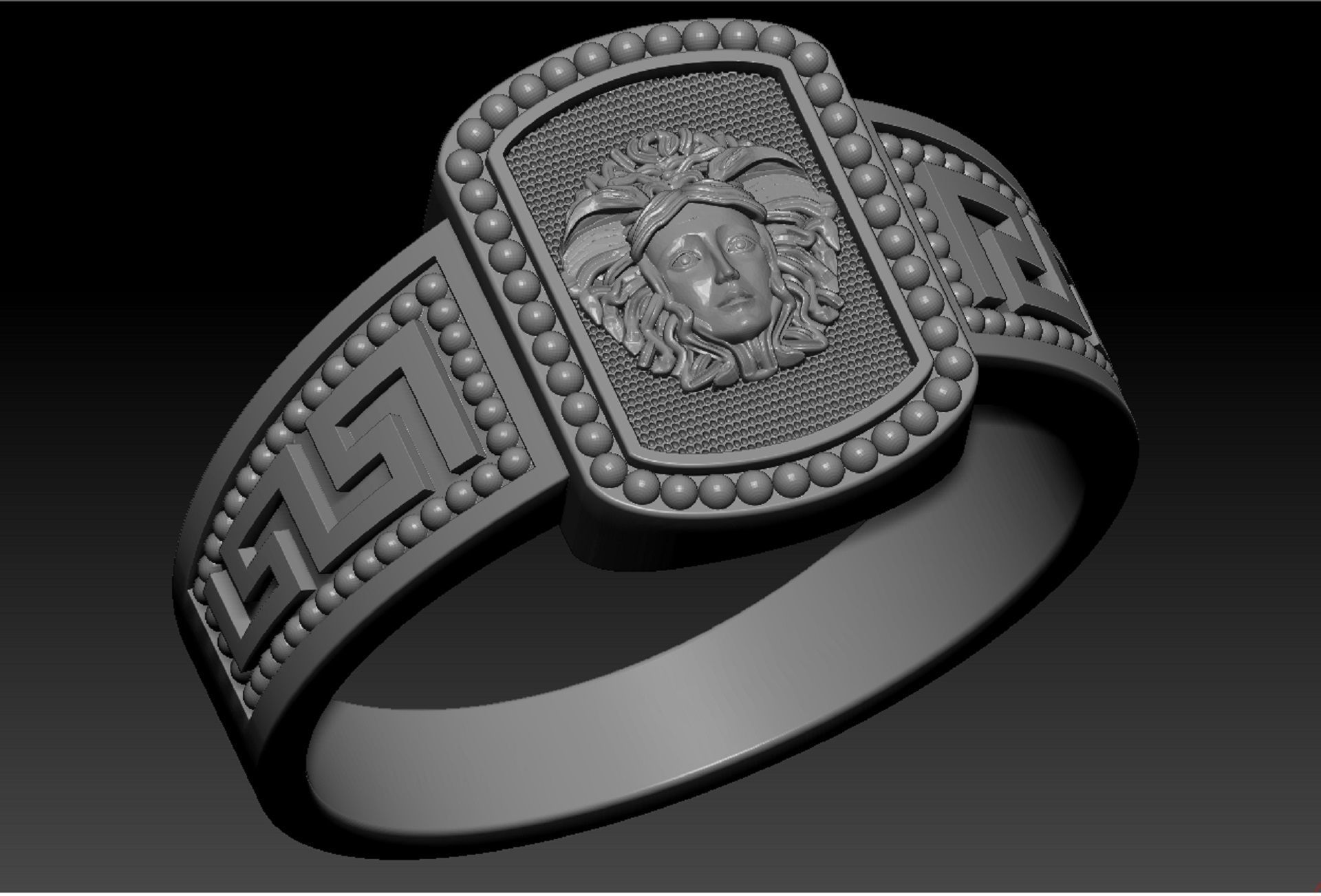Greek ring medusa  3D print model_2