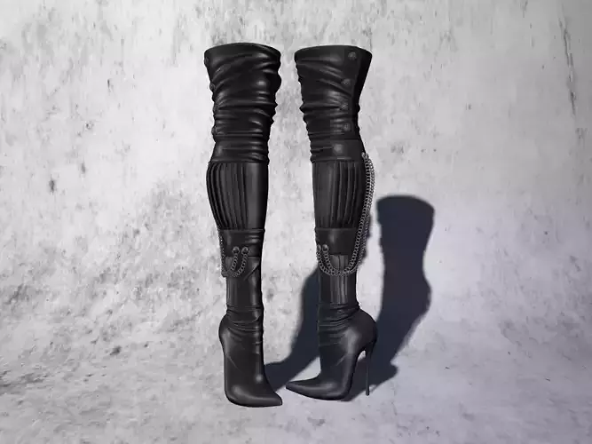 Leather Boots 3D Black 13 Low-poly 3D model