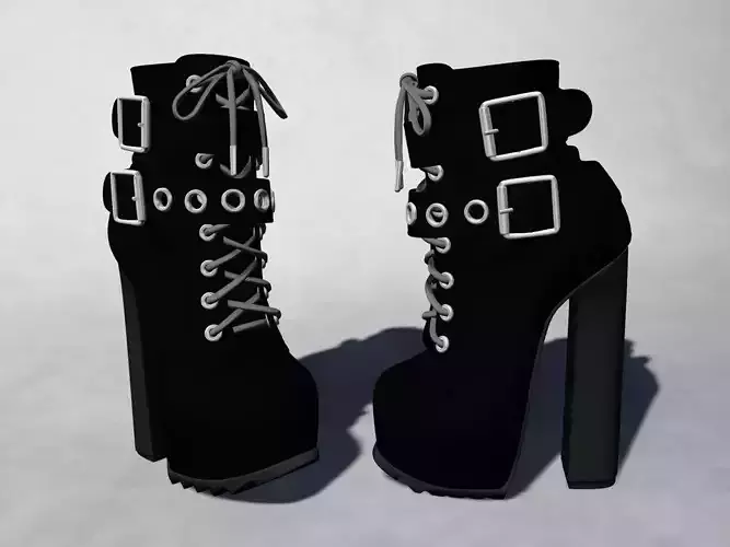 Leather Boots 3D Black 14 Low-poly 3D model