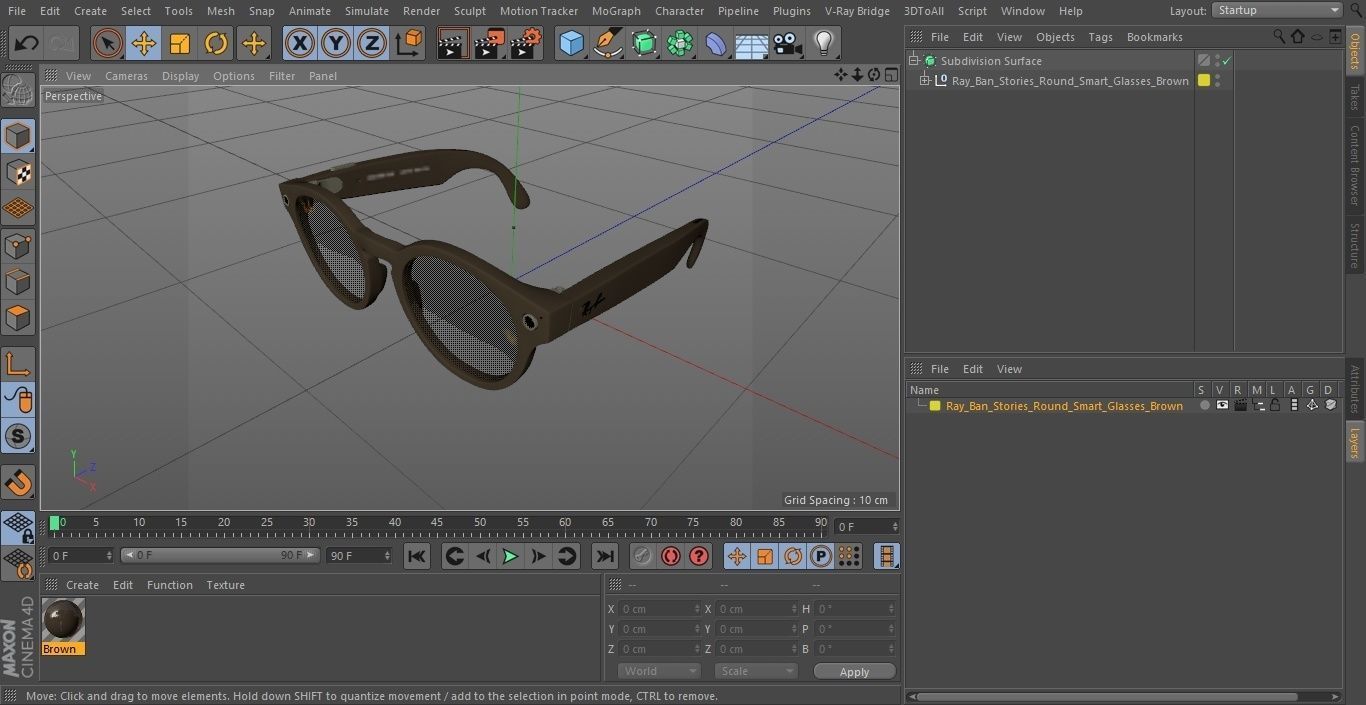 Ray Ban Stories Round Smart Glasses Brown 3D model_33