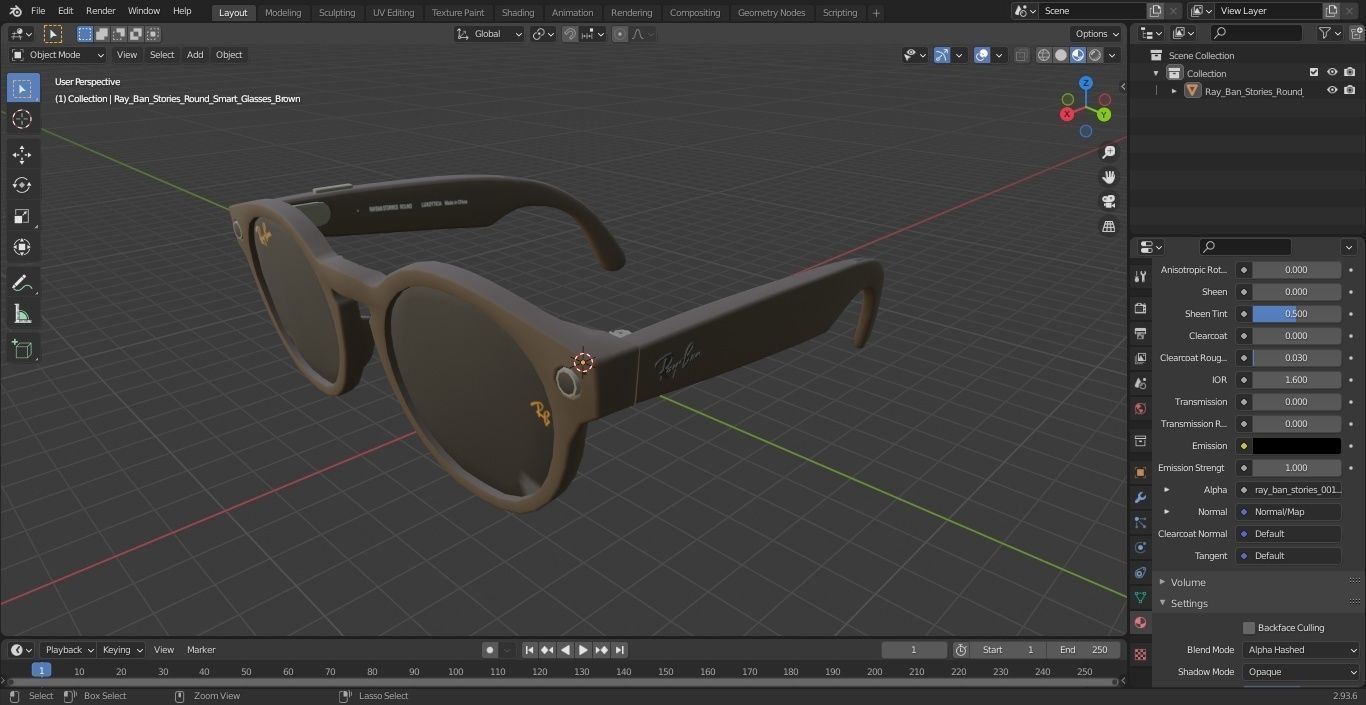 Ray Ban Stories Round Smart Glasses Brown 3D model_31