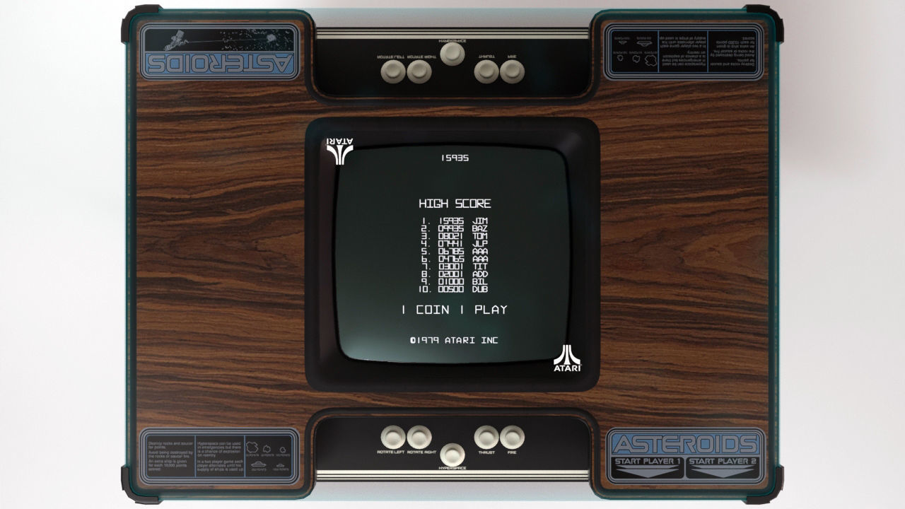 Asteroids Arcade Cocktail Cabinet Low-poly 3D model_9