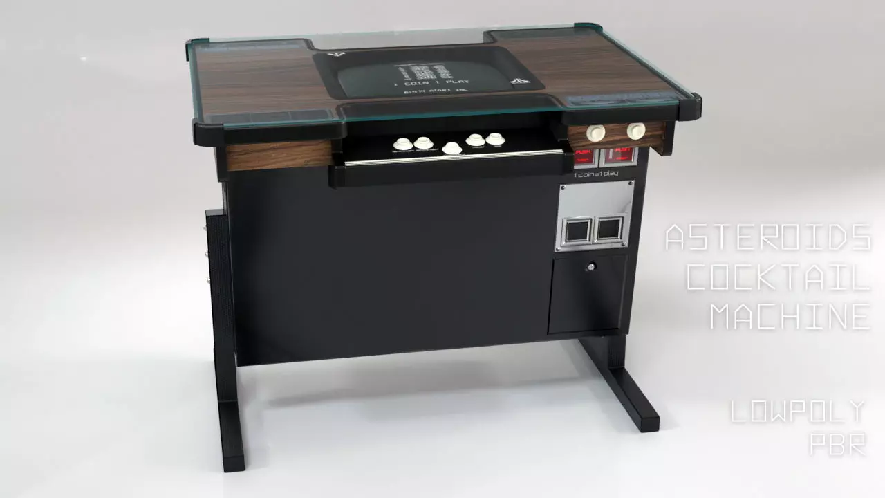 Asteroids Arcade Cocktail Cabinet Low-poly 3D model_0