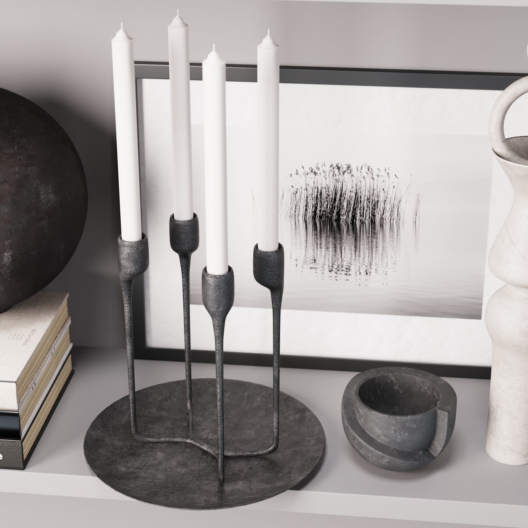 Decorative set 5 shelf 3D model_1