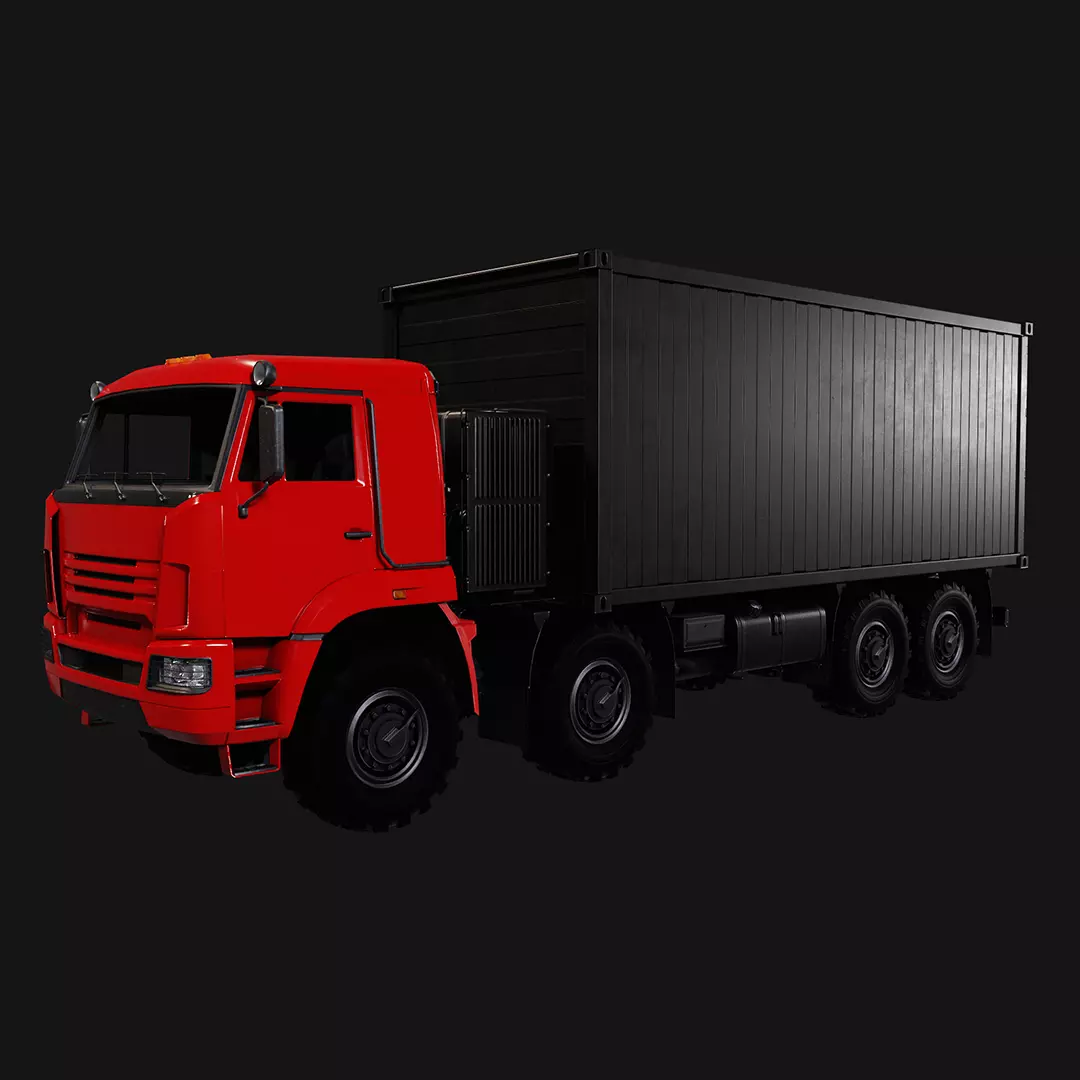 Kamaz Truck Low-poly 3D model_0
