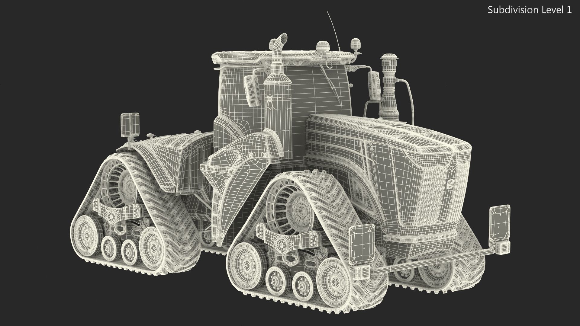 John Deere Four Track 9RX Series Tractor Dirty Rigged 3D model_32