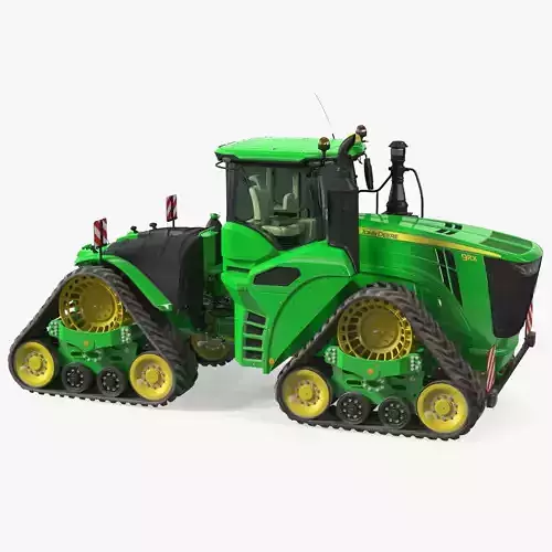 John Deere Four Track 9RX Series Tractor Dirty Rigged 3D model