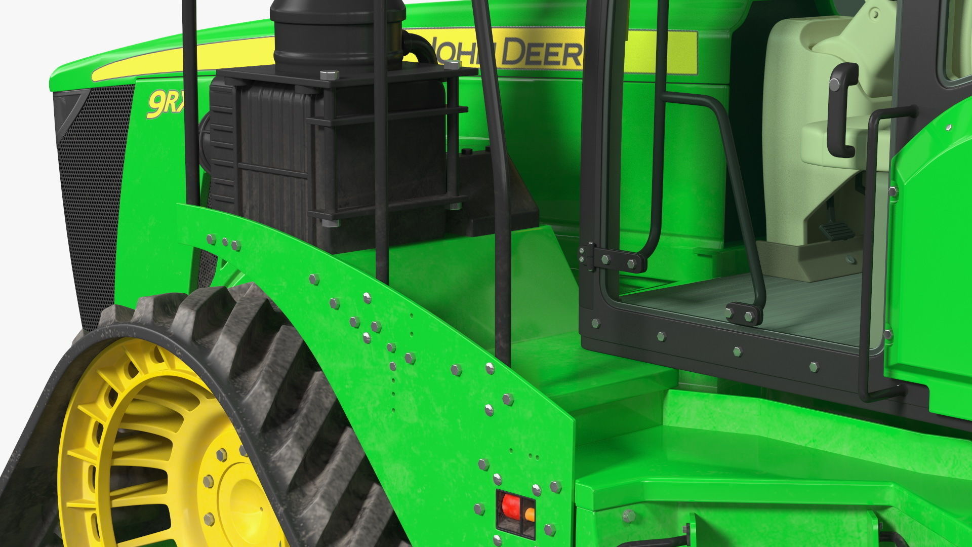 John Deere Four Track 9RX Series Tractor Dirty Rigged 3D model_24