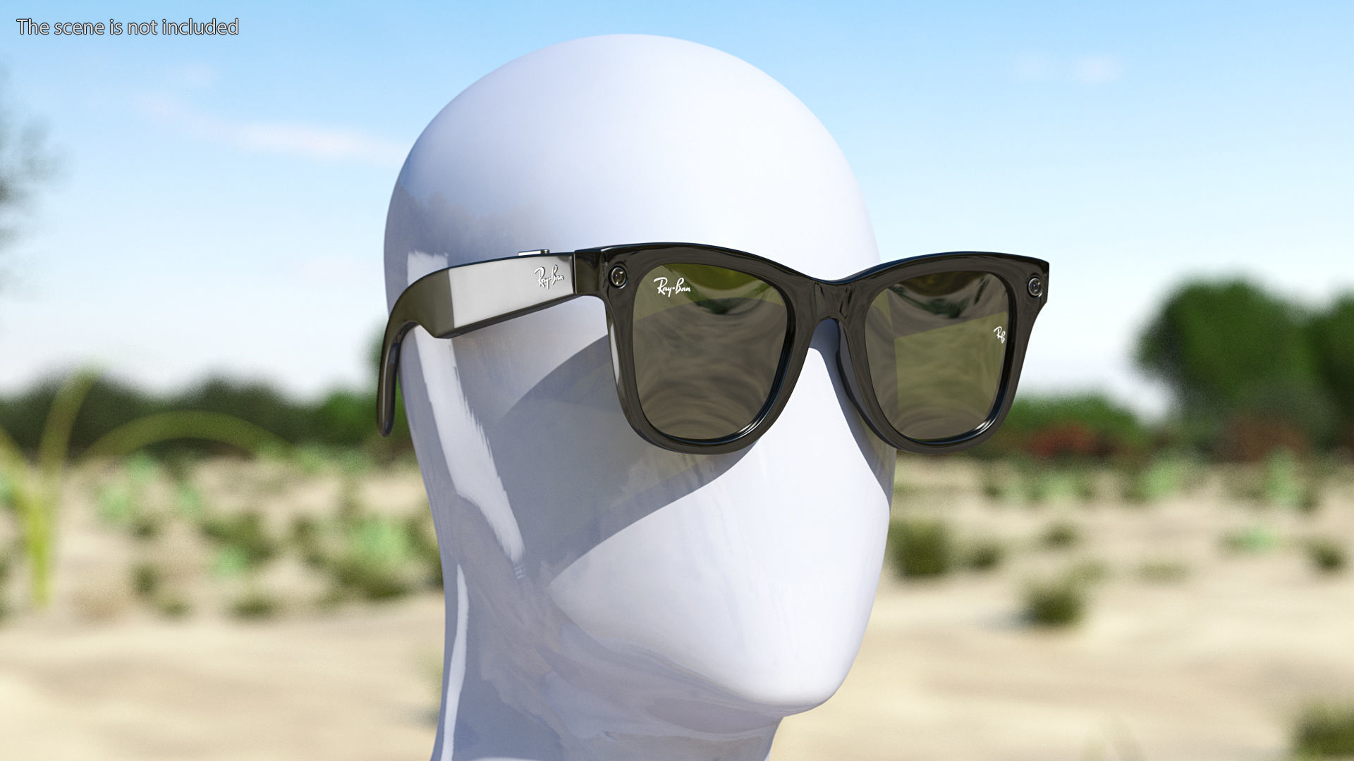 Ray Ban Stories Meteor Black Smart Glasses Green Solid 3D model_2