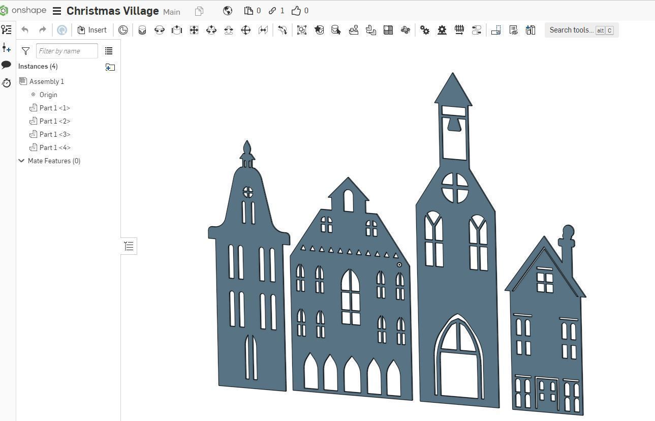 Christmas Village Silhouette  3D print model_1