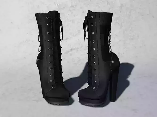 Leather Boots 3D Black 15 Low-poly 3D model