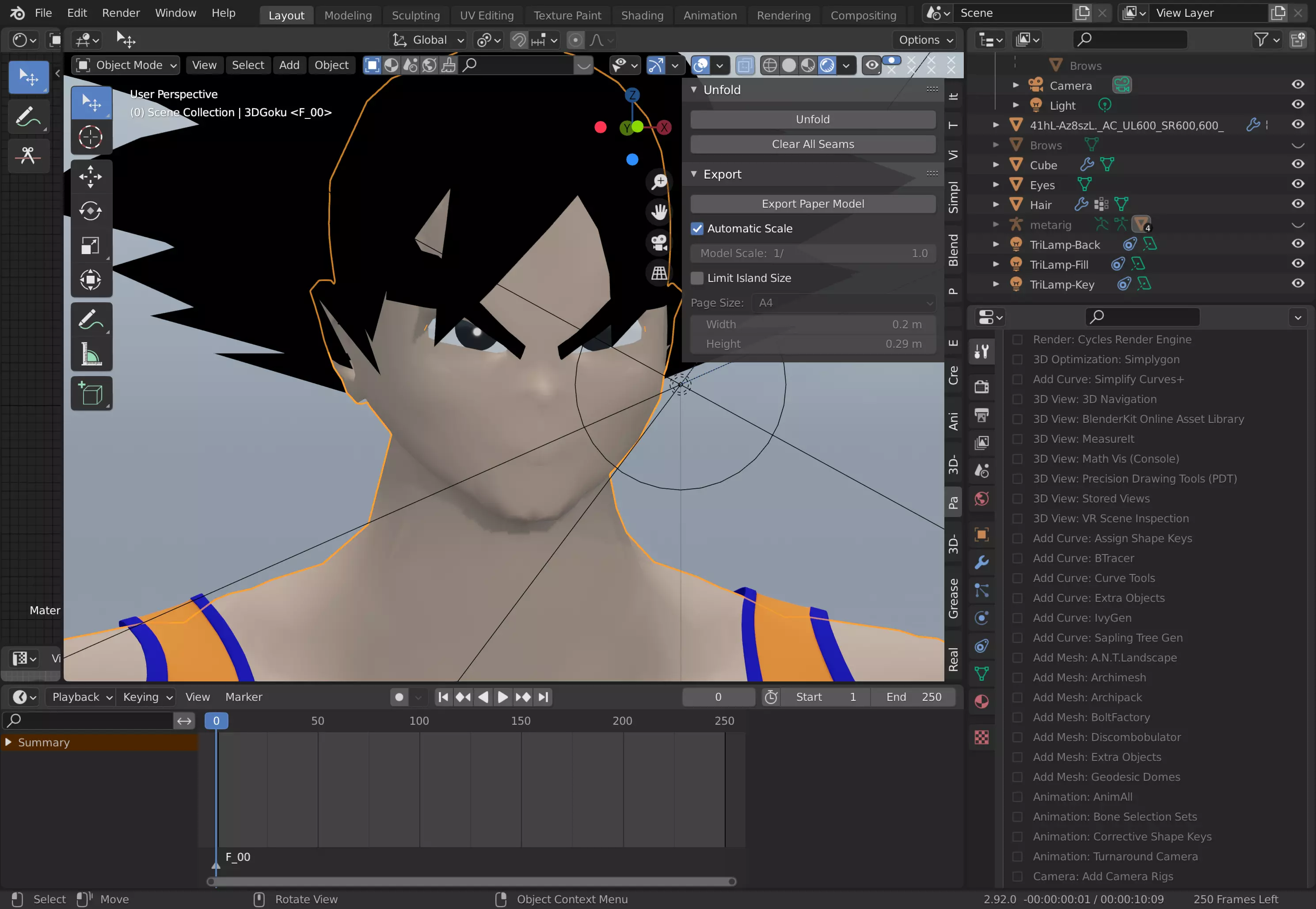 Goku low-poly dragon ball character in animation program Low-poly 3D model