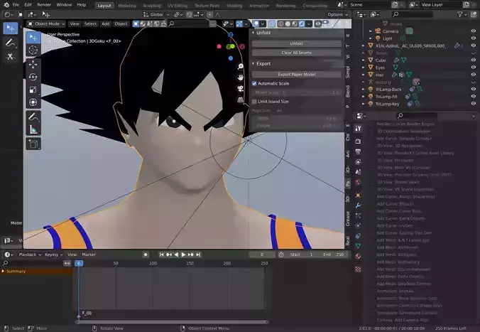 Goku low-poly dragon ball character in animation program