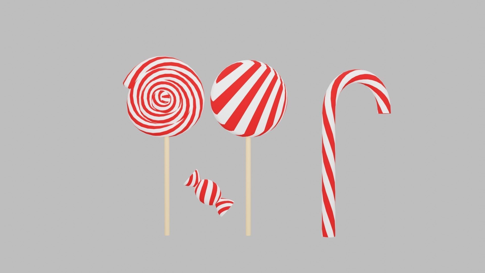 Christmas Candies Low-poly 3D model_1