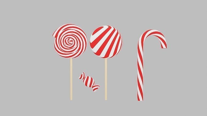 Christmas Candies Low-poly 3D model 2