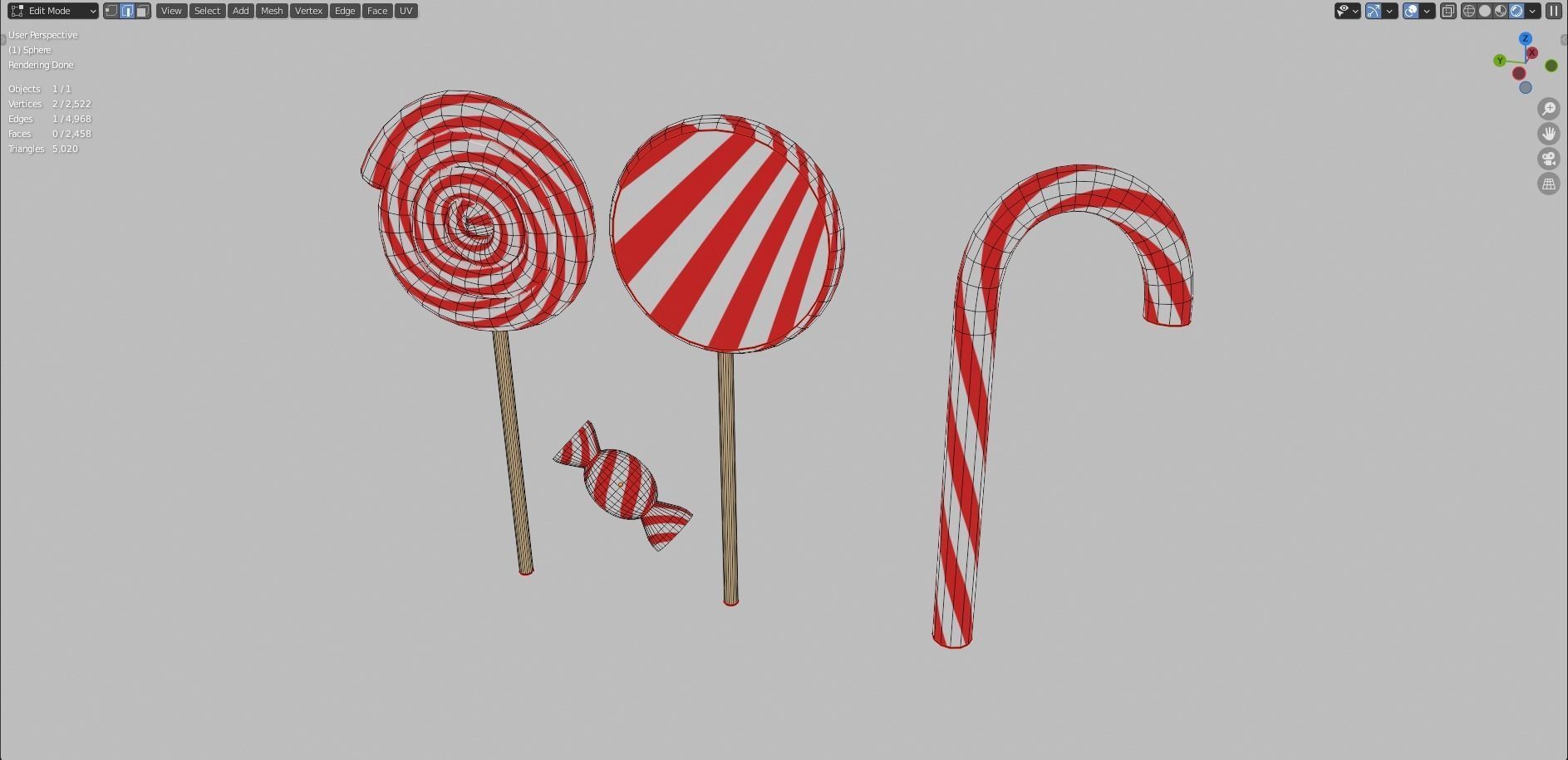Christmas Candies Low-poly 3D model_7