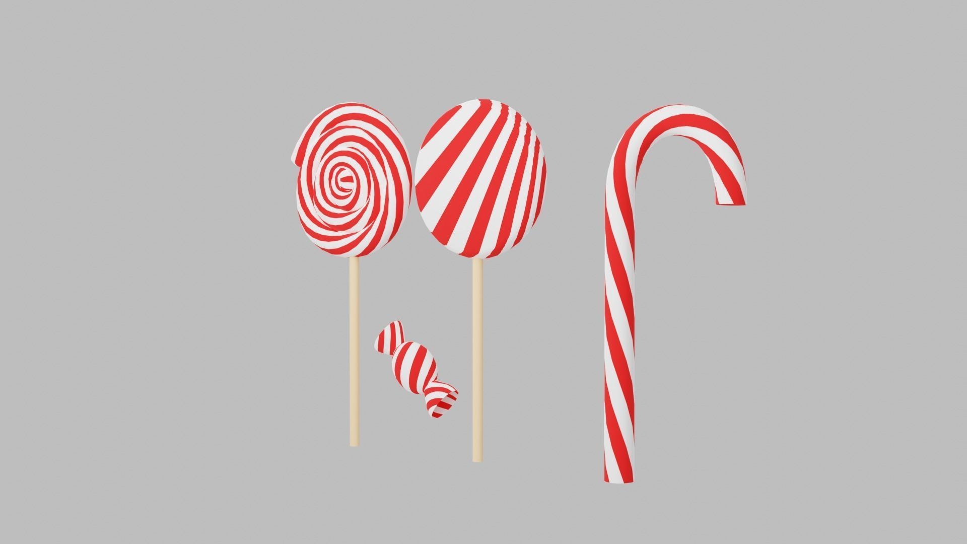 Christmas Candies Low-poly 3D model_2