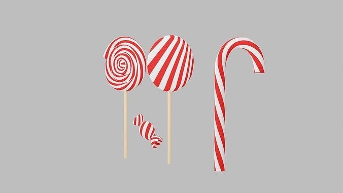 Christmas Candies Low-poly 3D model 3