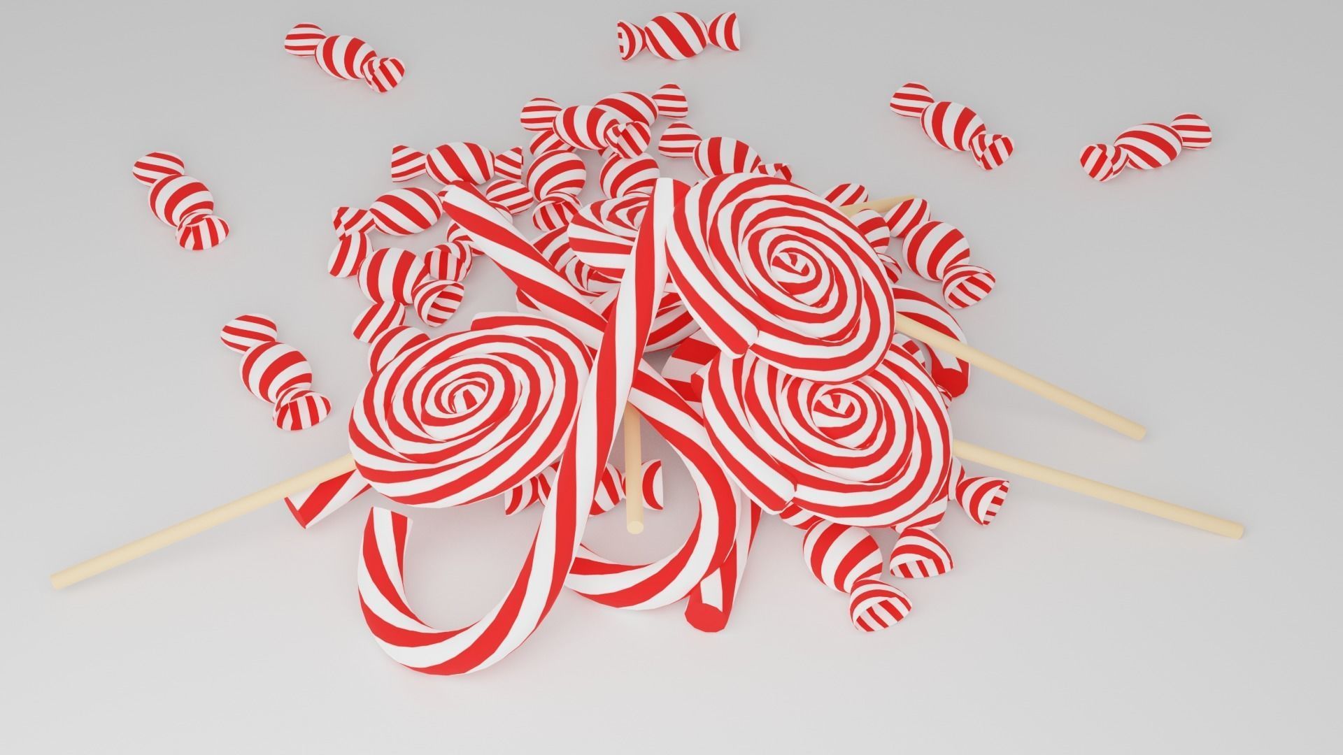 Christmas Candies Low-poly 3D model_4