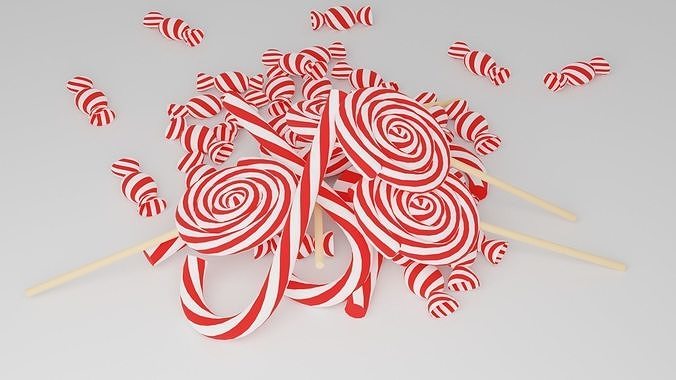 Christmas Candies Low-poly 3D model 5