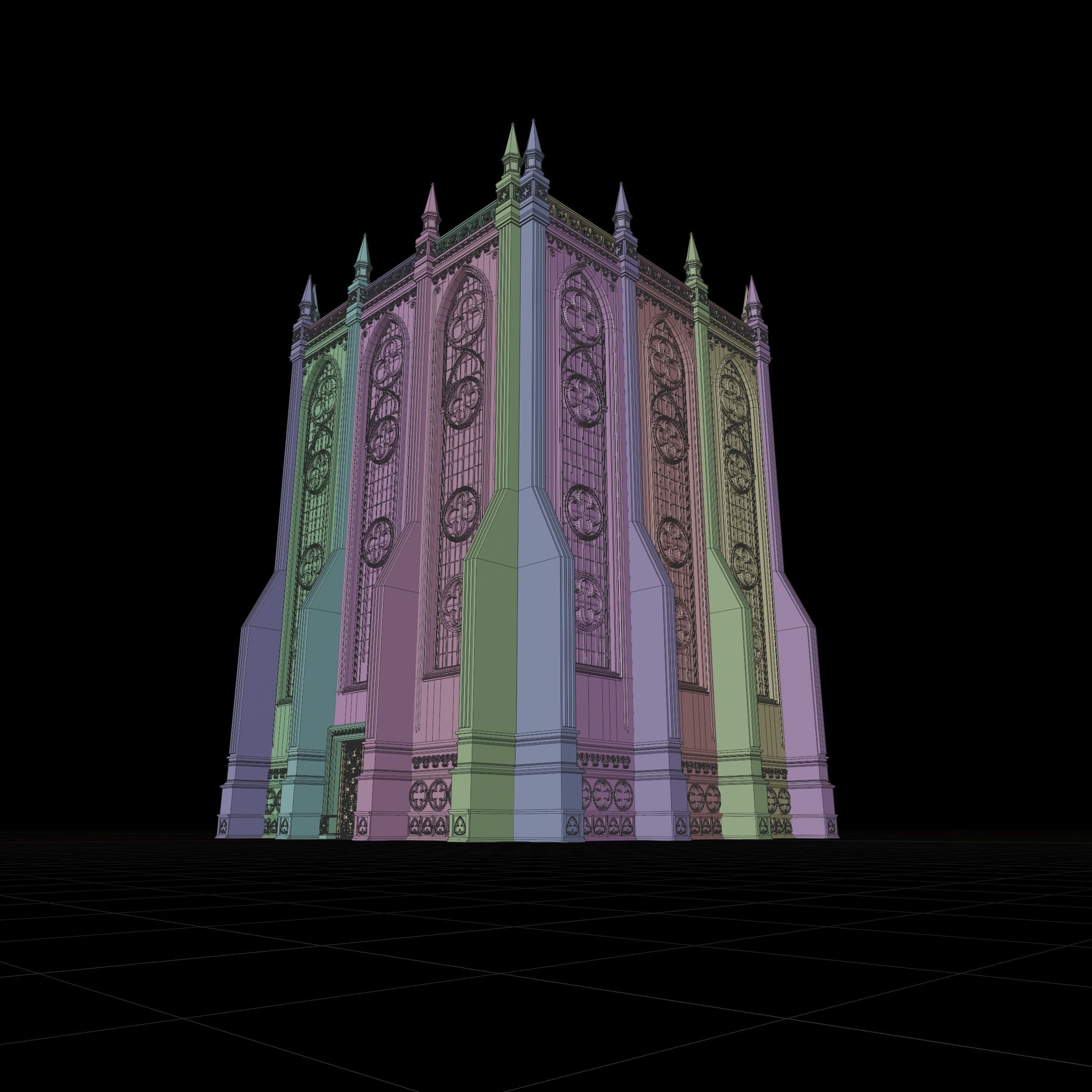 GOTHIC CASTLE BUILDING 5 Low-poly 3D model_15
