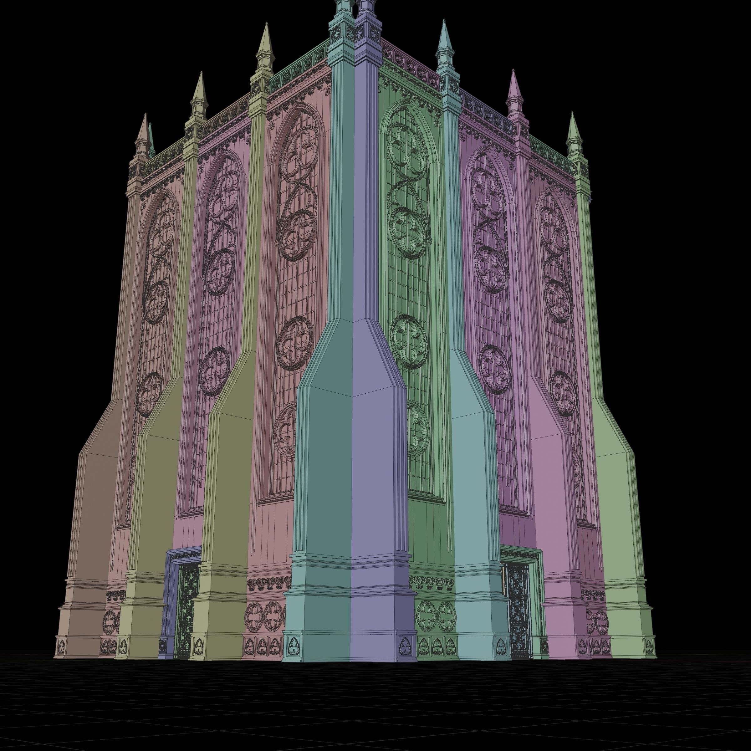 GOTHIC CASTLE BUILDING 5 Low-poly 3D model_11
