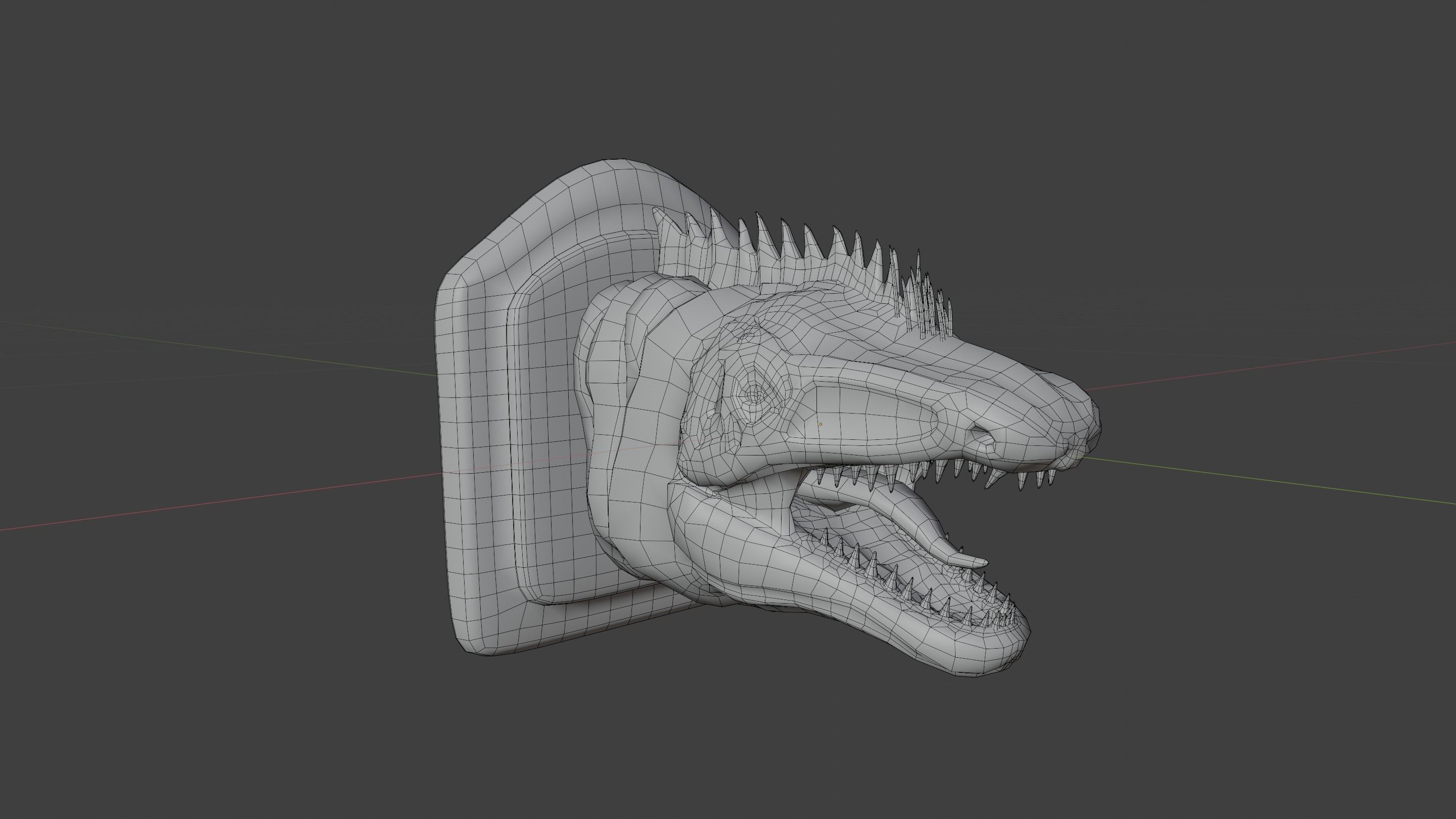 Wall trophy dinosaur monster head Low-poly 3D model_6