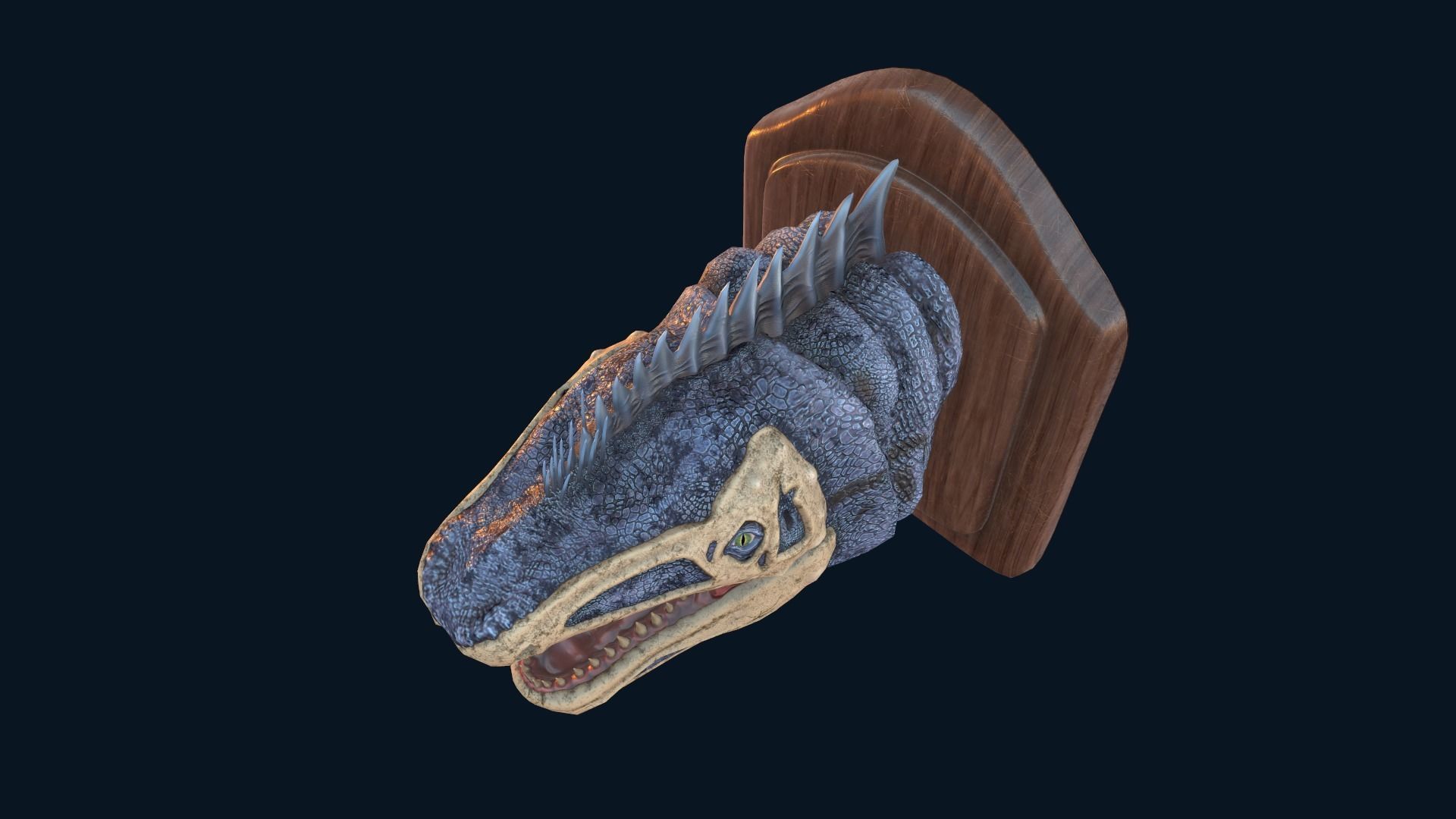 Wall trophy dinosaur monster head Low-poly 3D model_4