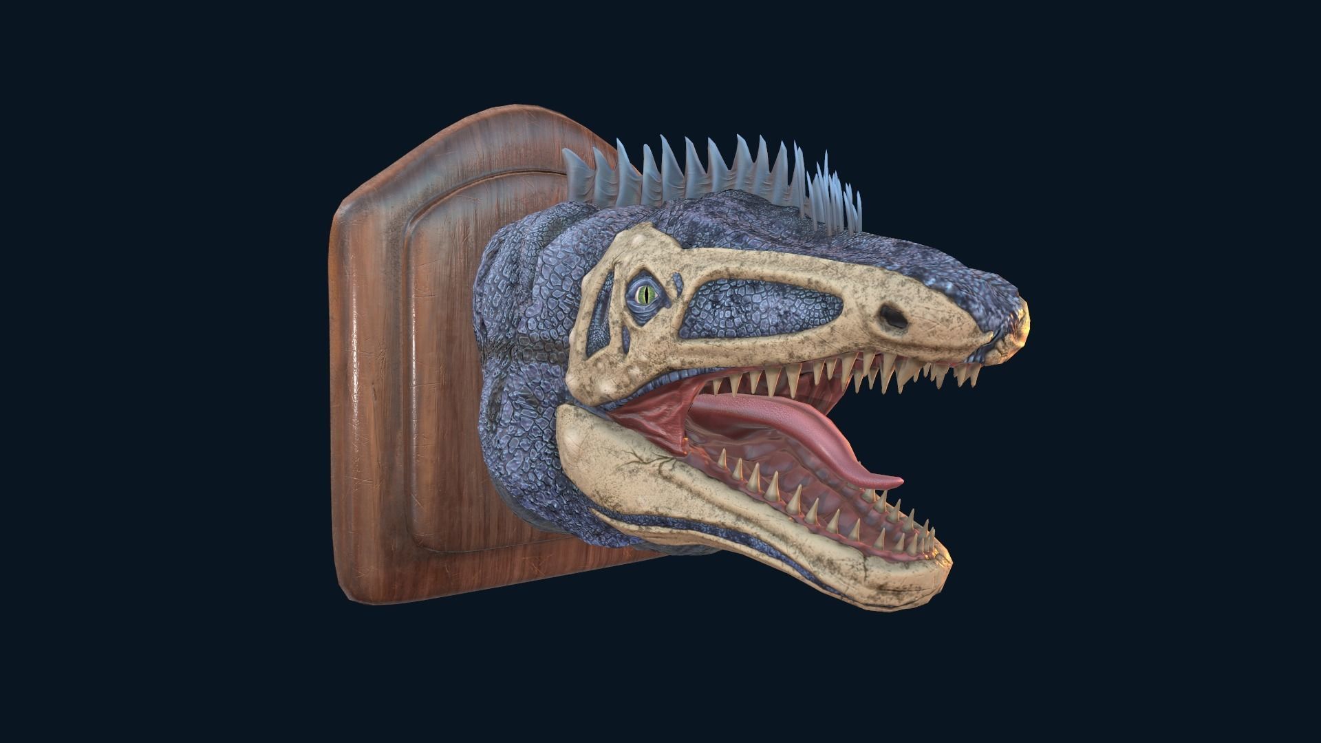 Wall trophy dinosaur monster head Low-poly 3D model_2