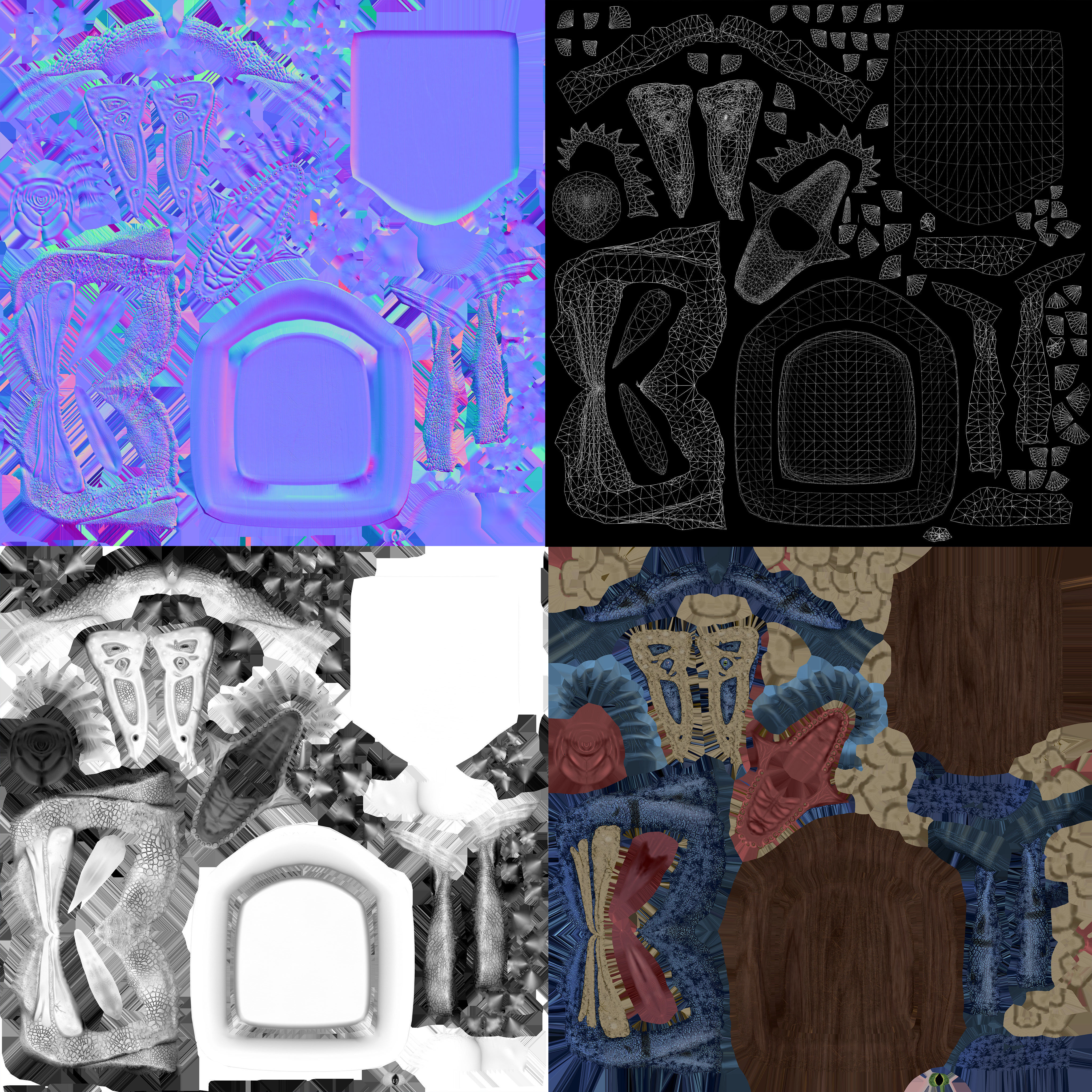 Wall trophy dinosaur monster head Low-poly 3D model_8