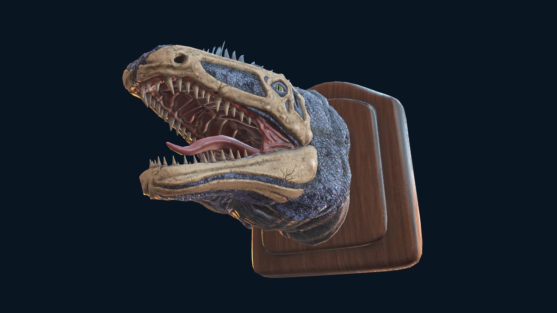 Wall trophy dinosaur monster head Low-poly 3D model_3