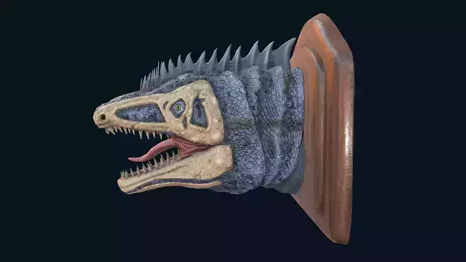 Wall trophy dinosaur monster head Low-poly 3D model