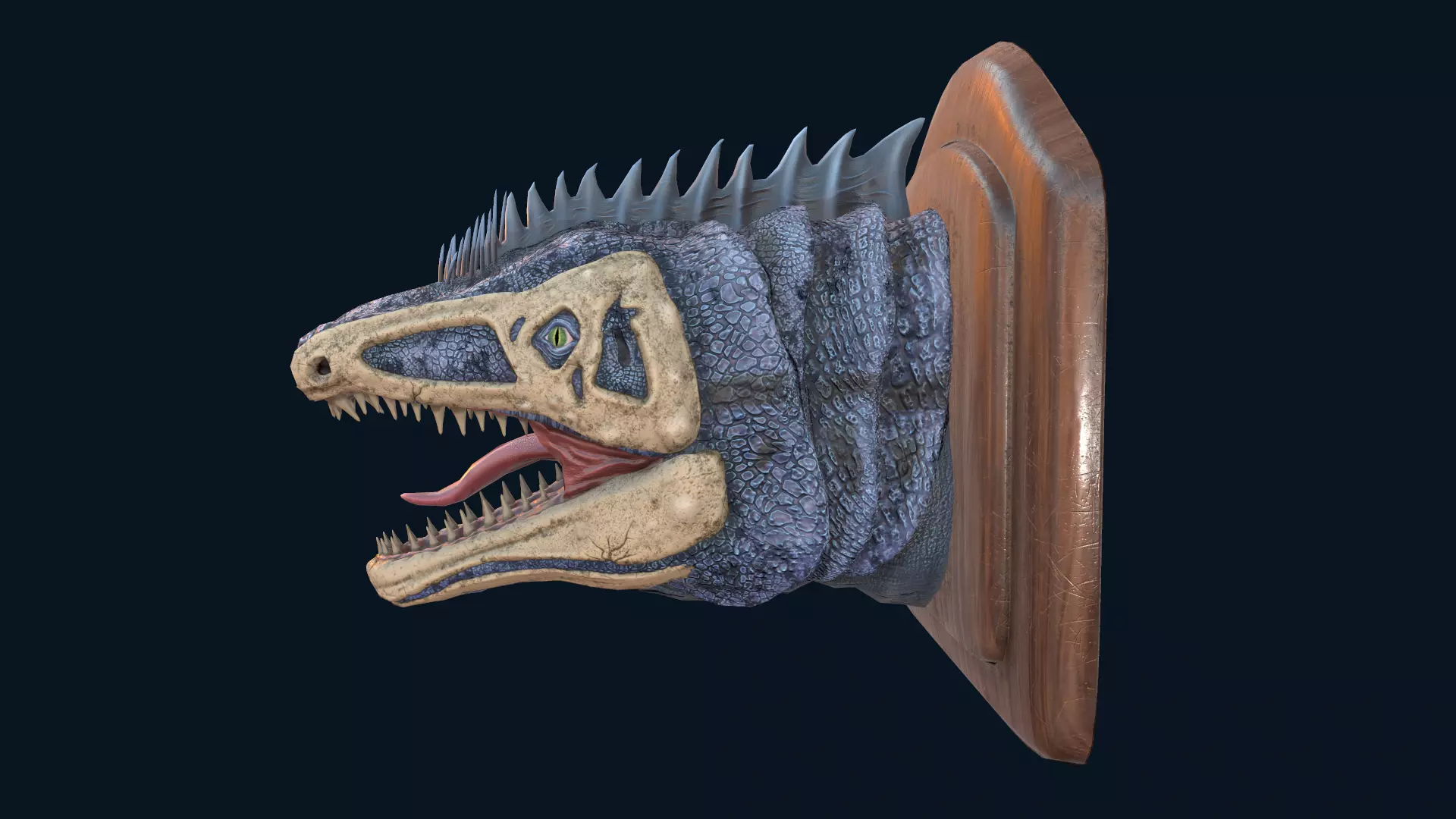 Wall trophy dinosaur monster head Low-poly 3D model_0