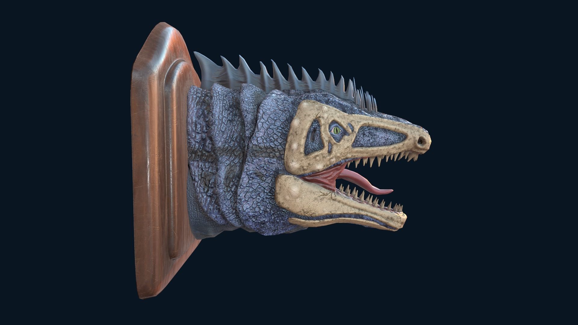 Wall trophy dinosaur monster head Low-poly 3D model_1