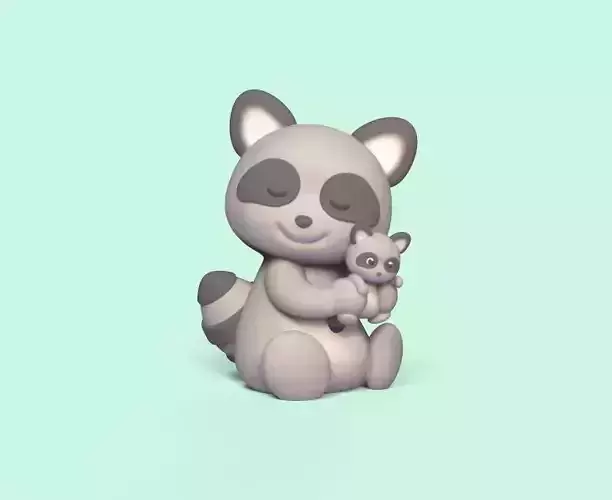 Raccoon with Baby 3D print model