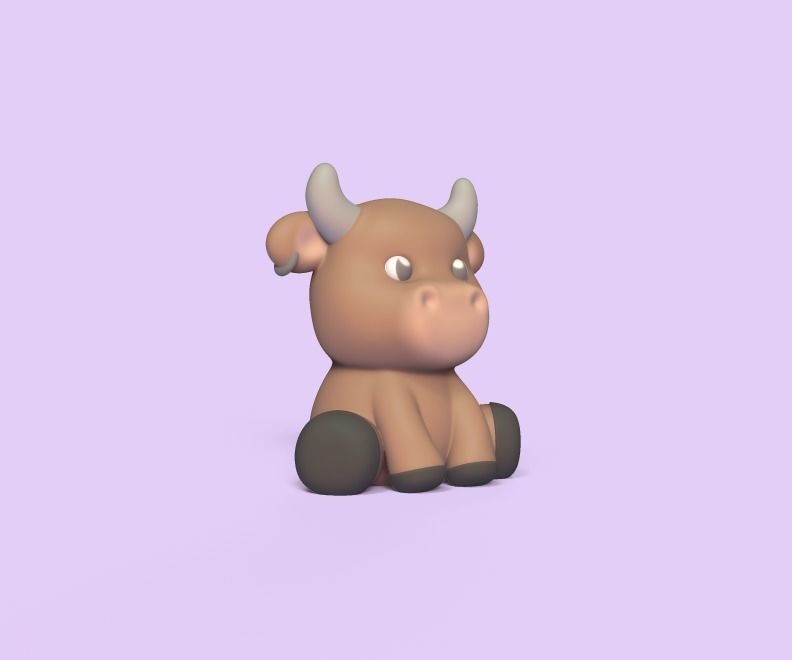 Cute Little Bull 3D print model_1